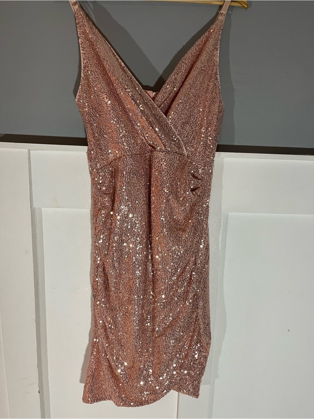 Grace Karin Rose Gold Sequin Midi Dress